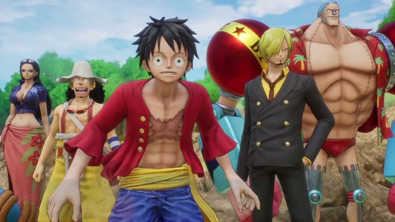 The Straw Hat Pirates standing together in One Piece Odyssey