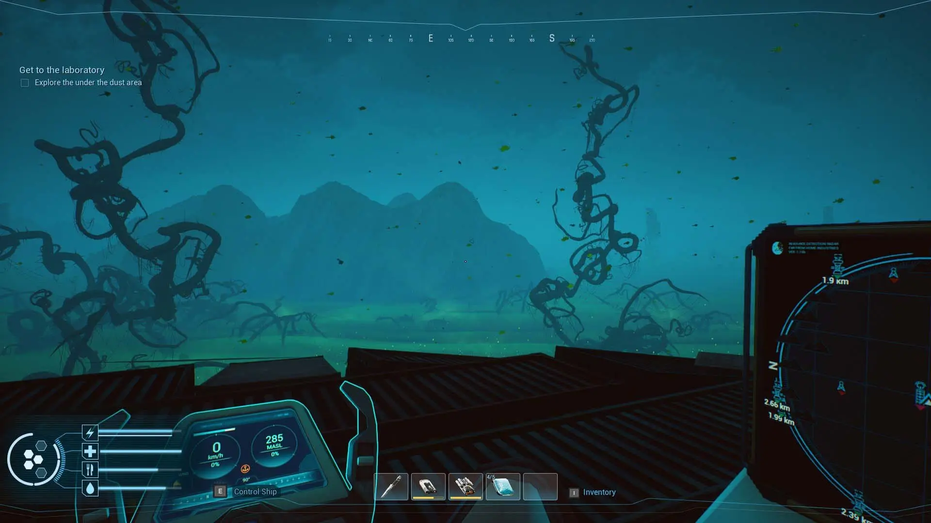 A view from the airship above the dust layer