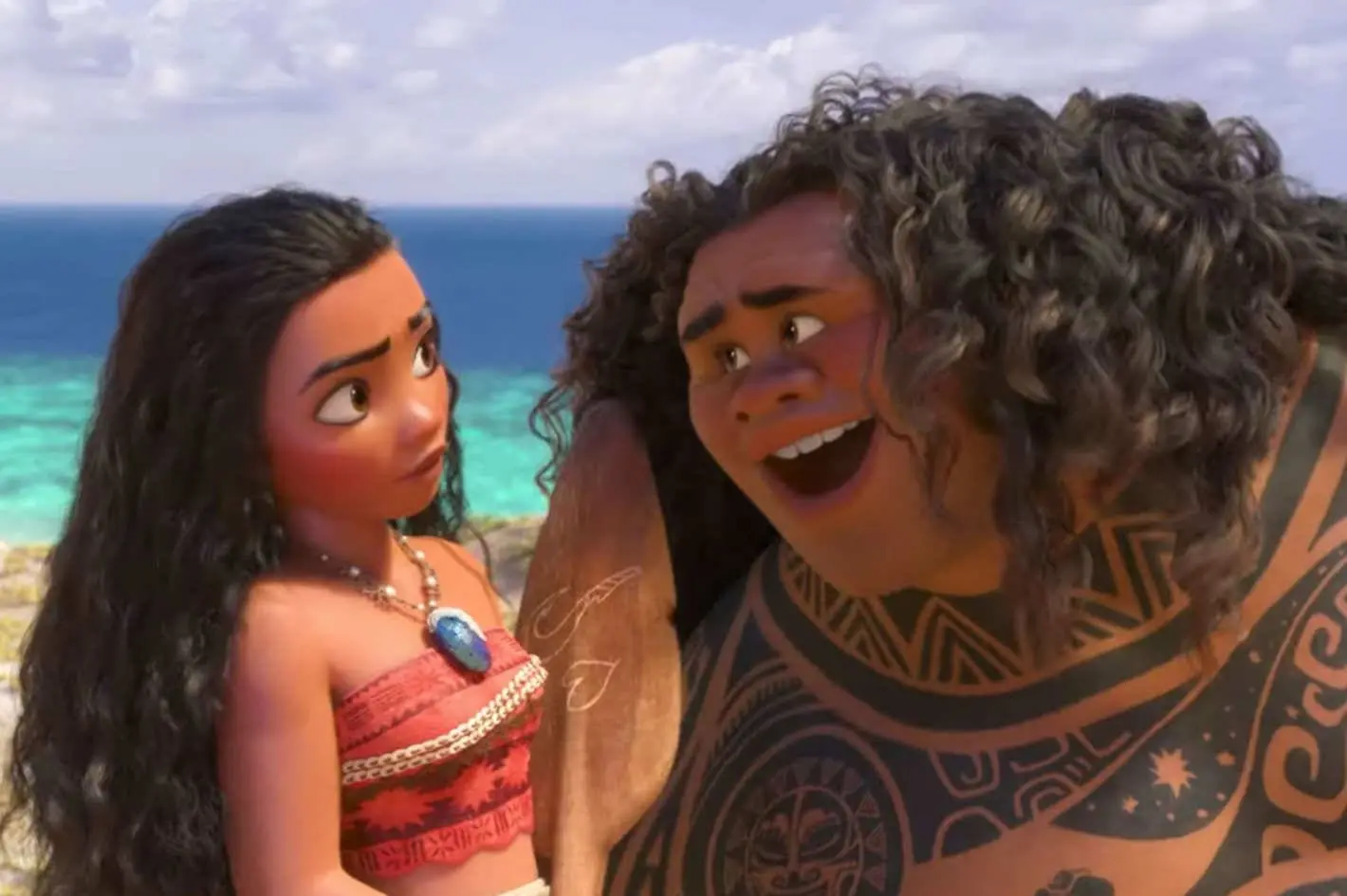 Moana and Maui at sea