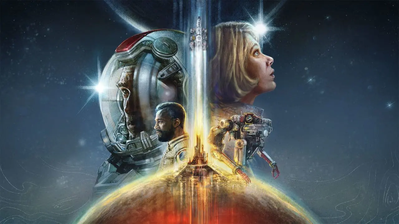 Starfield key art collage of characters and spacecraft