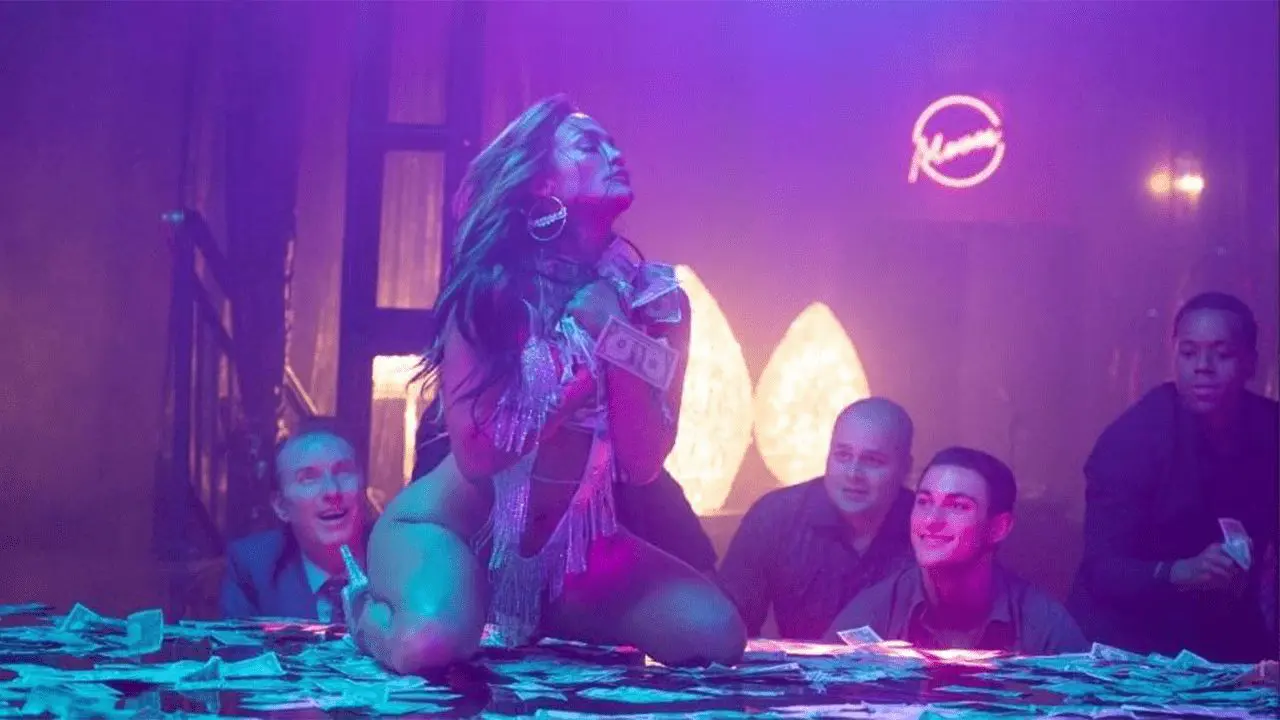 Jennifer Lopez as Ramona performing on stage in Hustlers