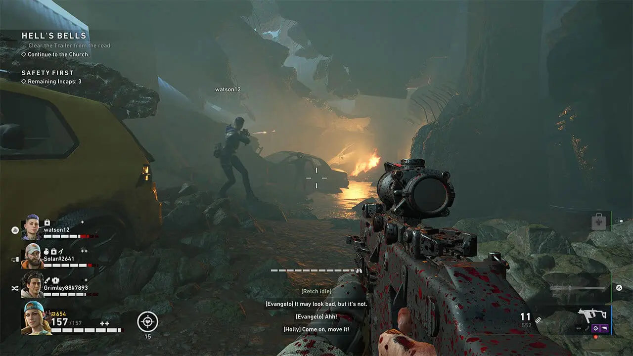 Even your gun builds up blood splatter as you progress through levels - image captured by the author.