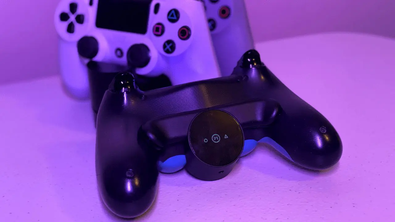 DualShock 4 Back Button Attachment — rear view attached to controller