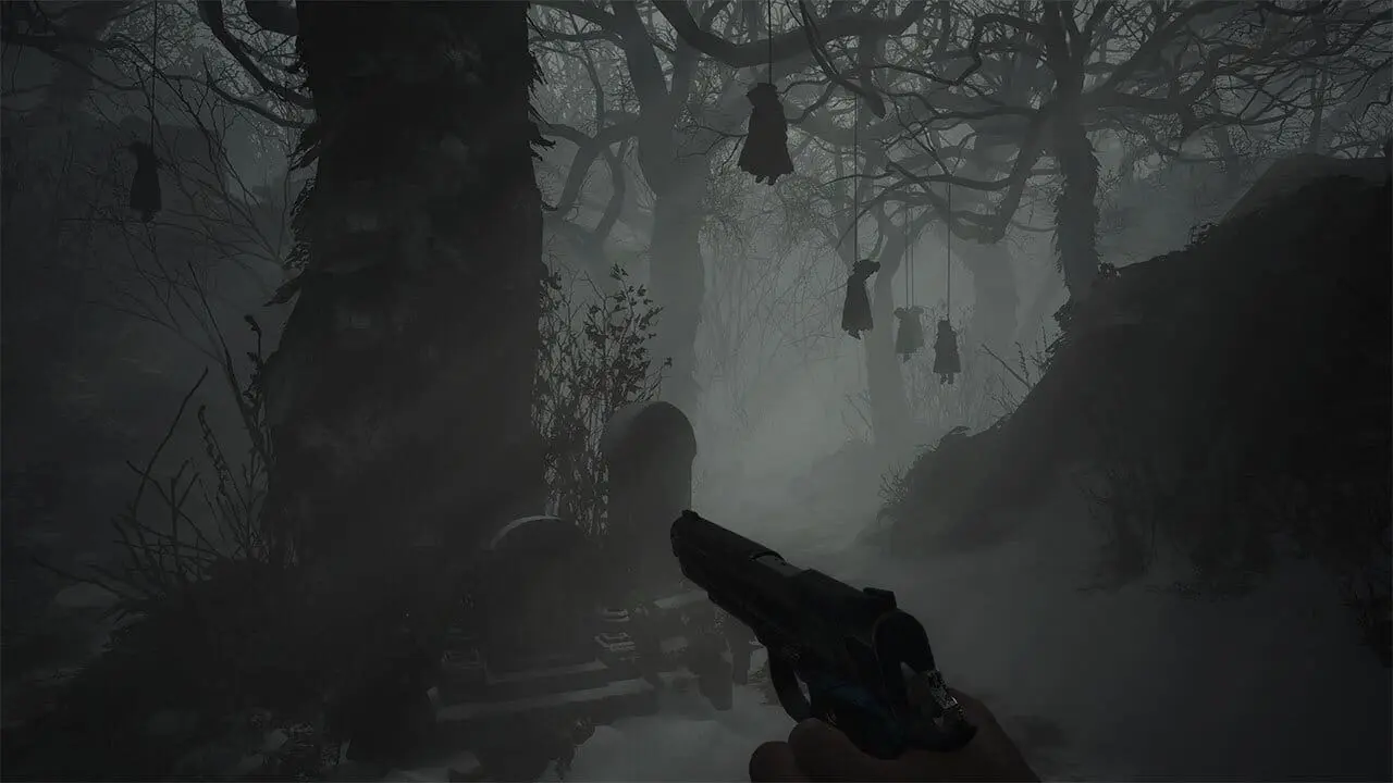 Creepy dolls in a haunted woods