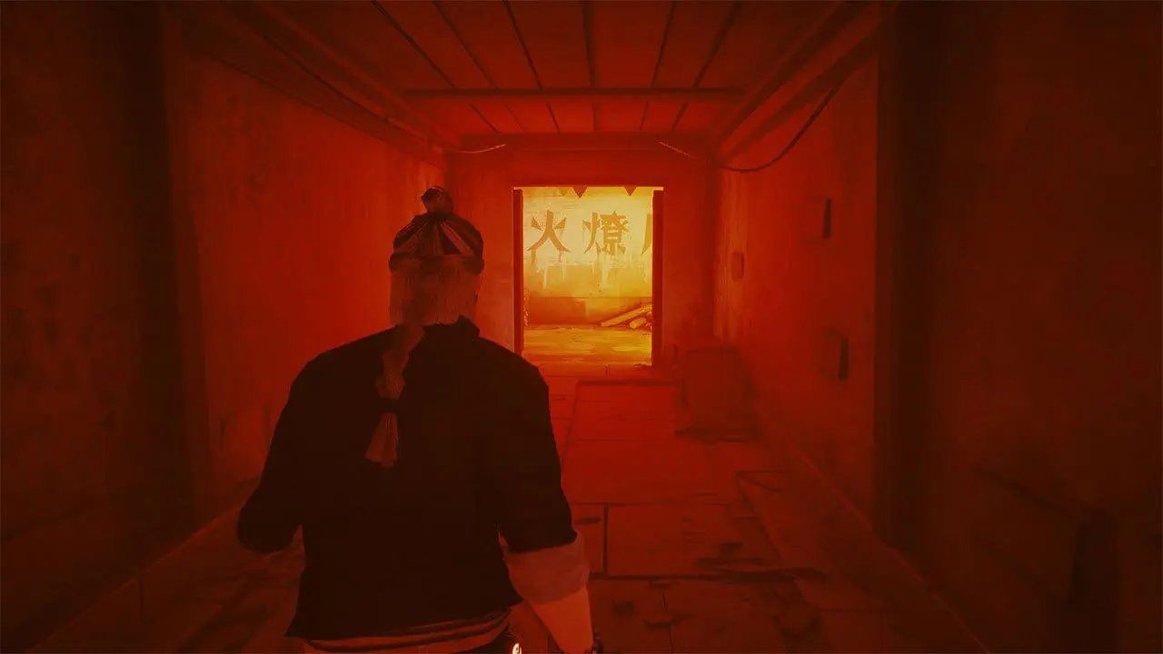 A tense corridor encounter in Sifu