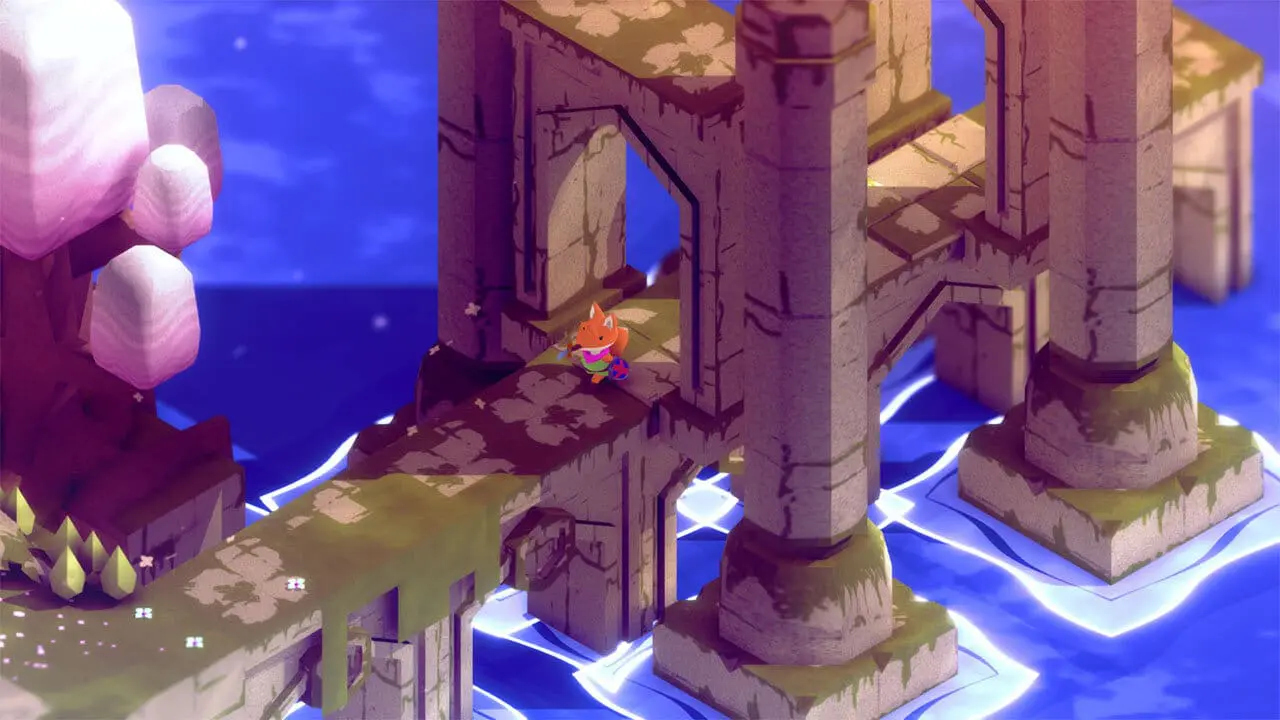 Fox hero facing an enemy in Tunic