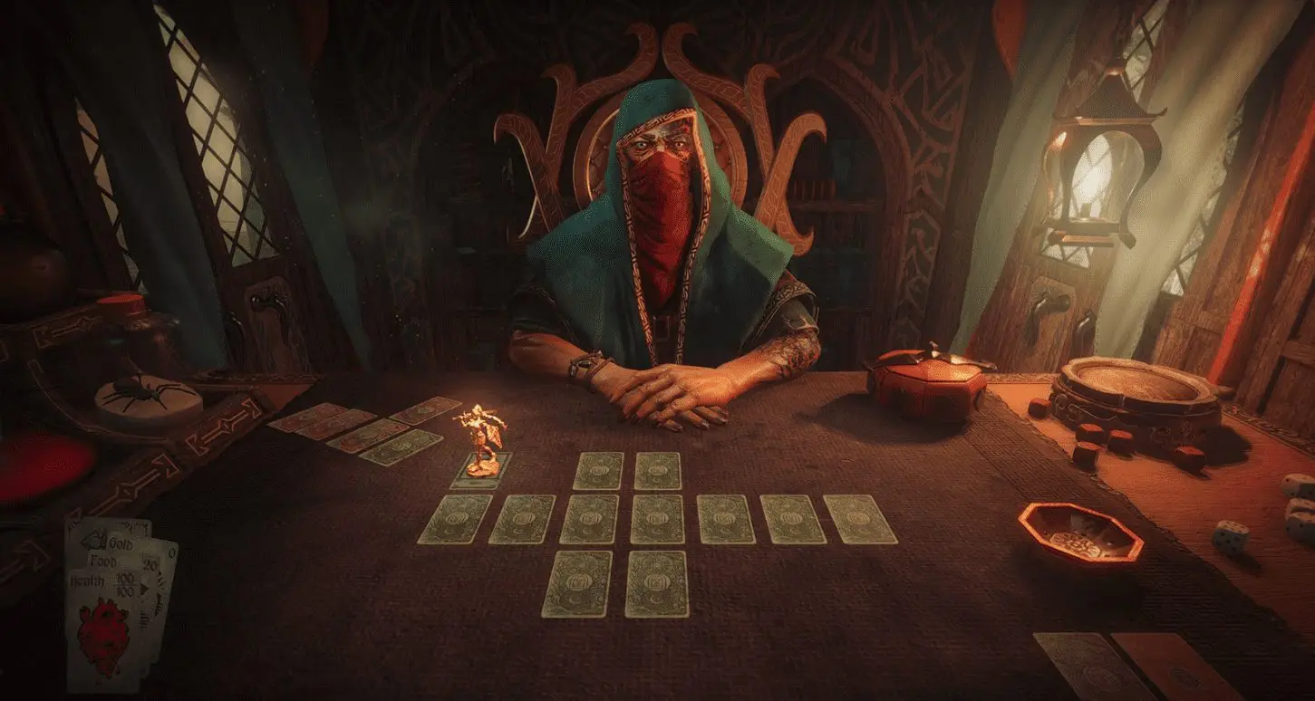 The Dealer’s table and face-down encounter cards