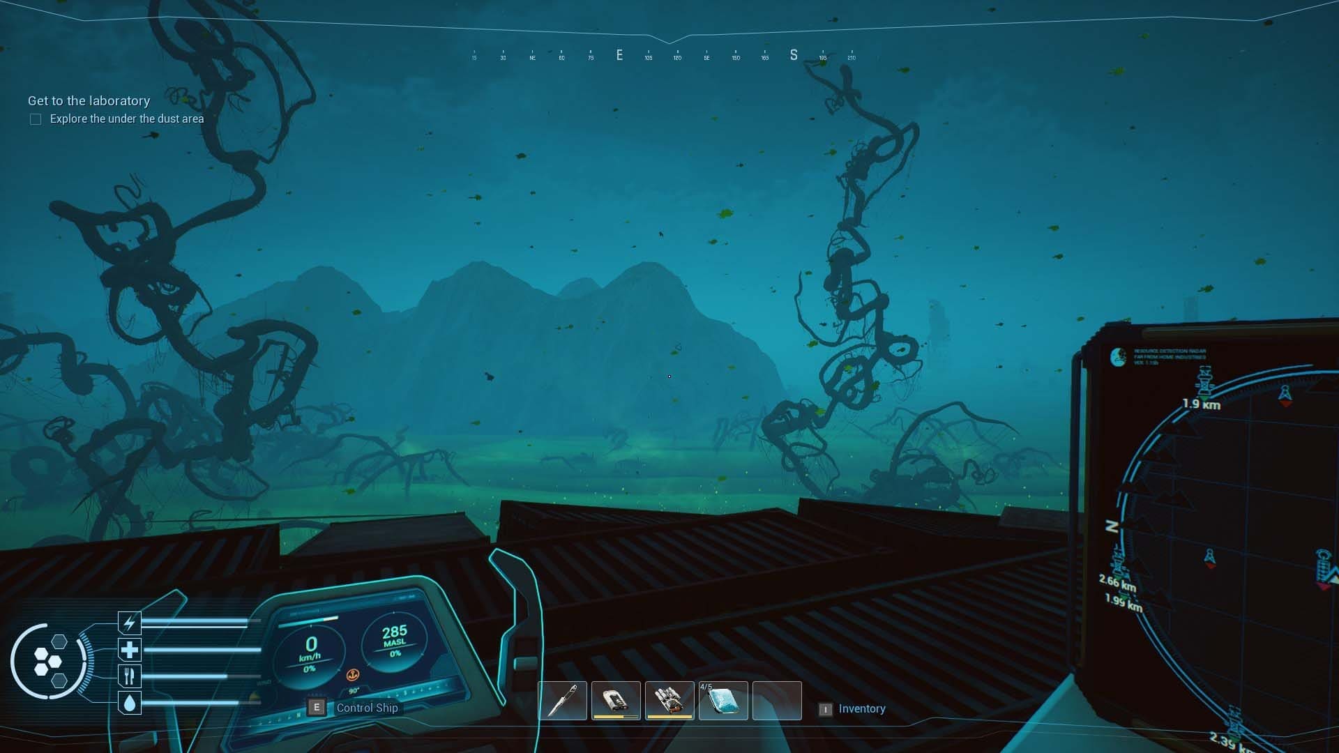 A view from the airship above the dust layer