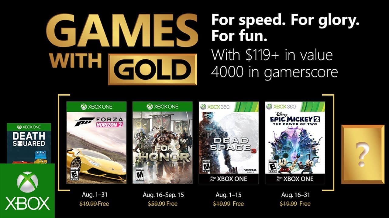 ‘Forza Horizon 2’ & ‘For Honour’ Lead The Charge For August 2018 ‘Games With Gold’