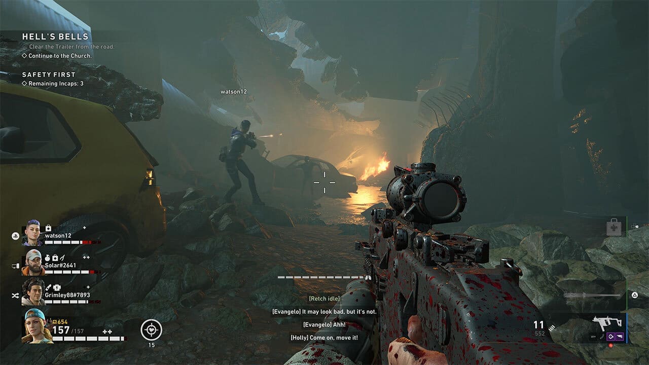 Even your gun builds up blood splatter as you progress through levels - image captured by the author.