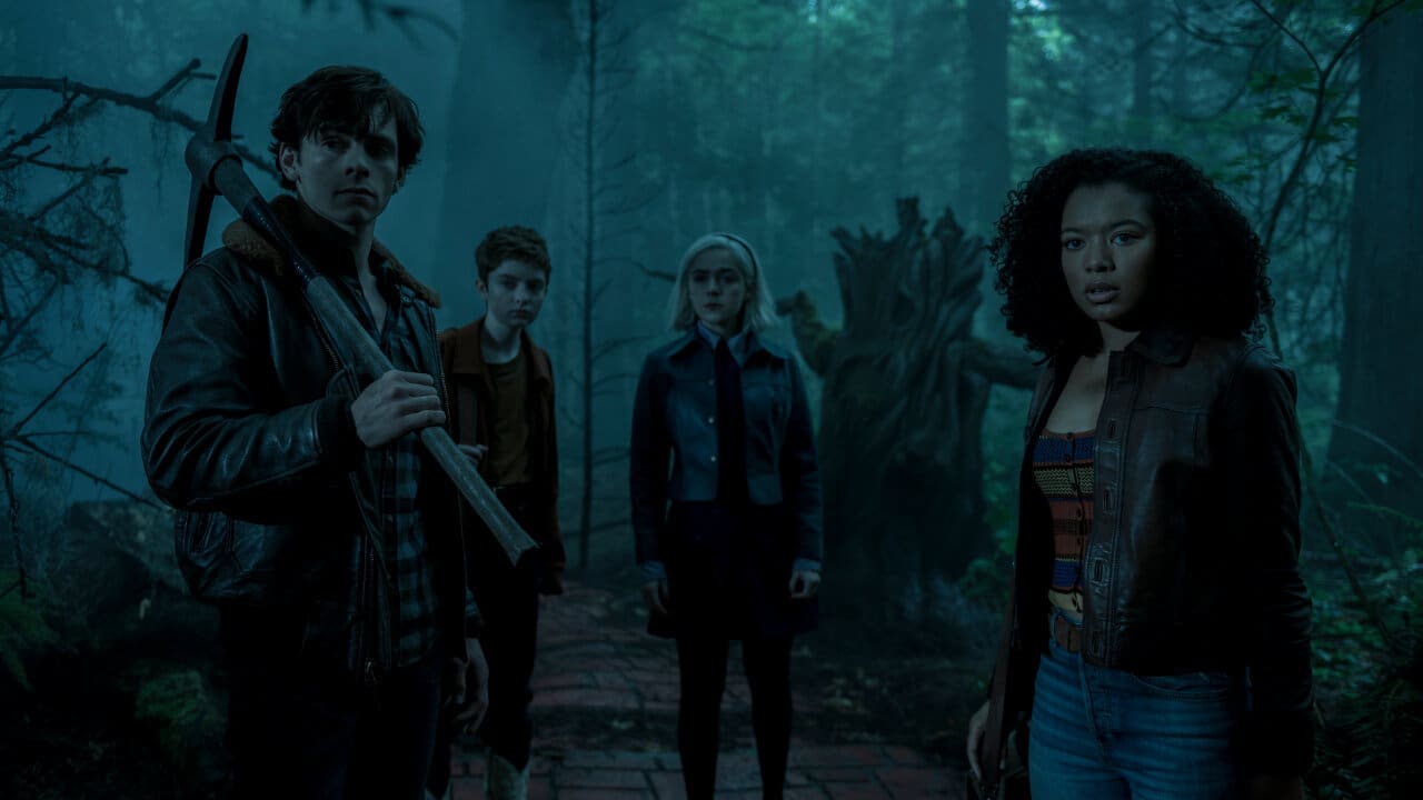 Sabrina and allies facing the throne of Hell