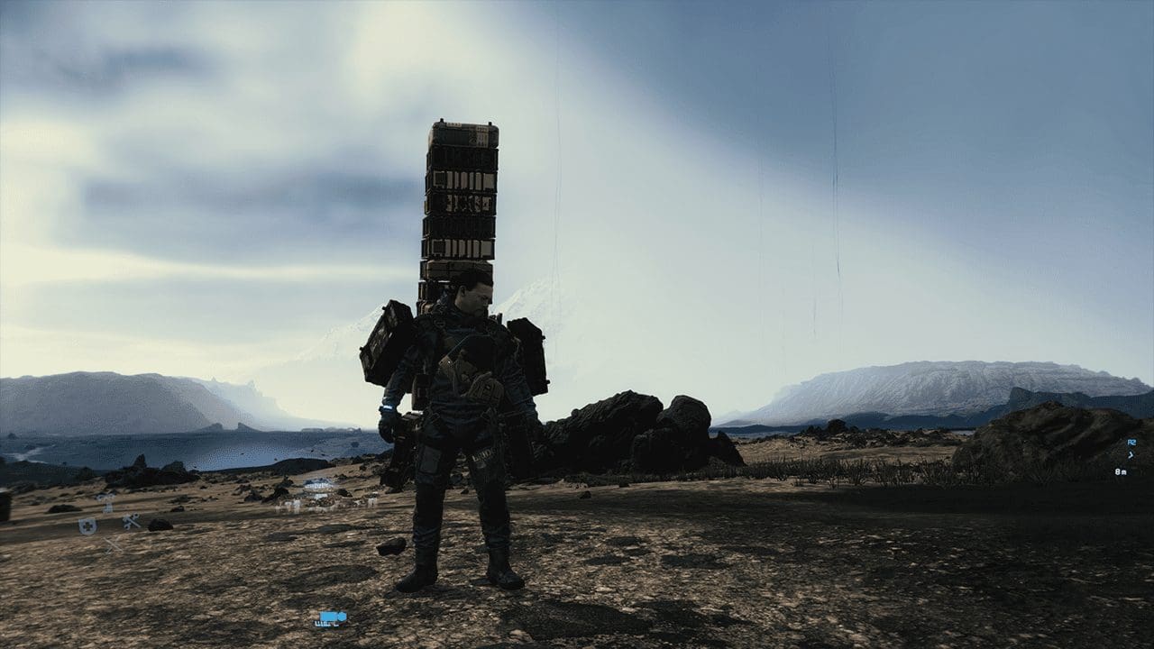 Sam crossing rugged terrain with heavy cargo