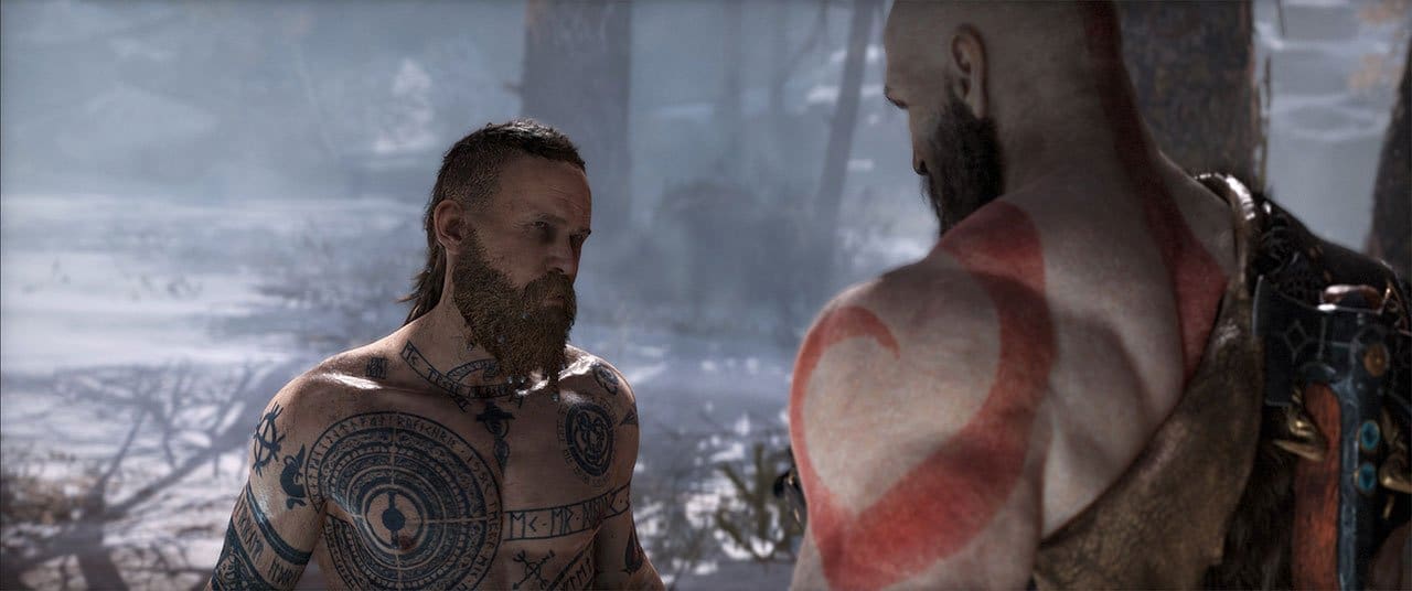 Kratos faces the stranger