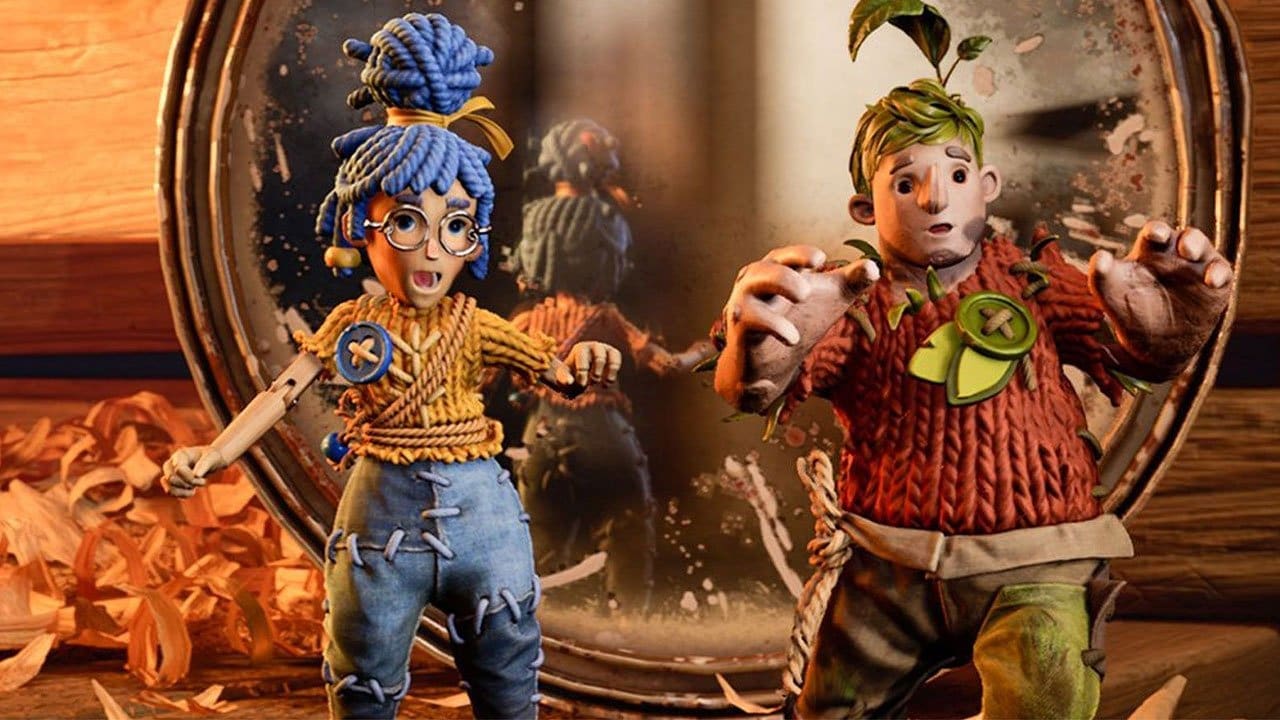 It Takes Two protagonists sprinting through a whimsical diorama