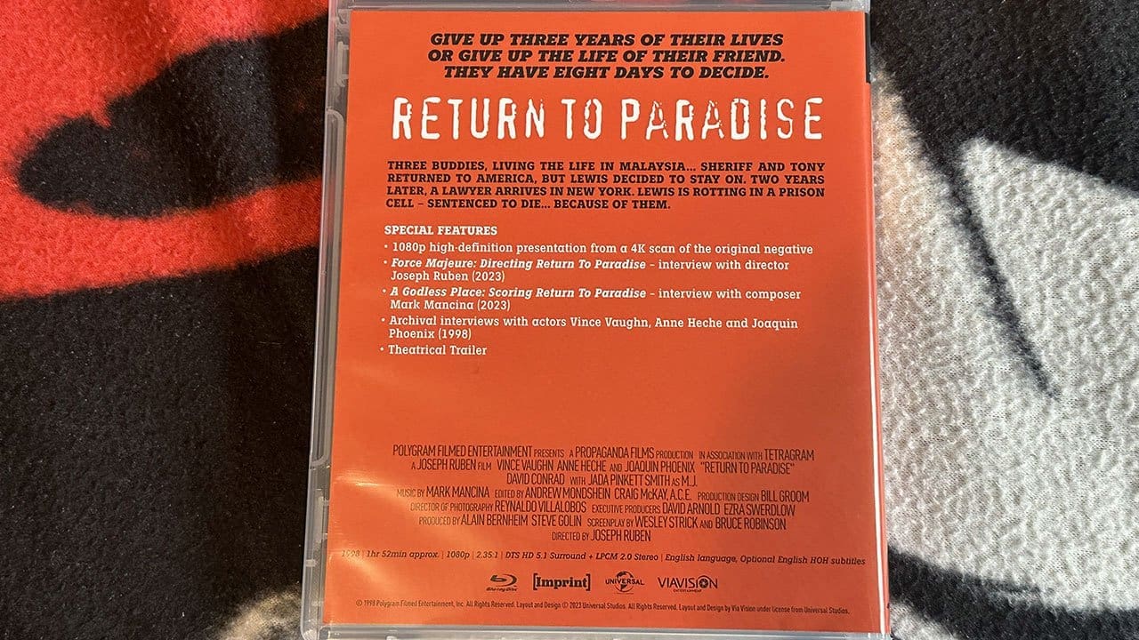 Return to Paradise Blu-ray back of case