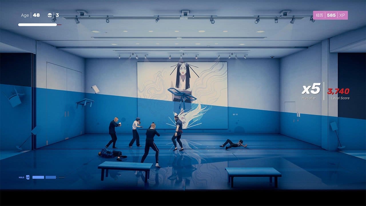 Stylized exhibit space with bold colors