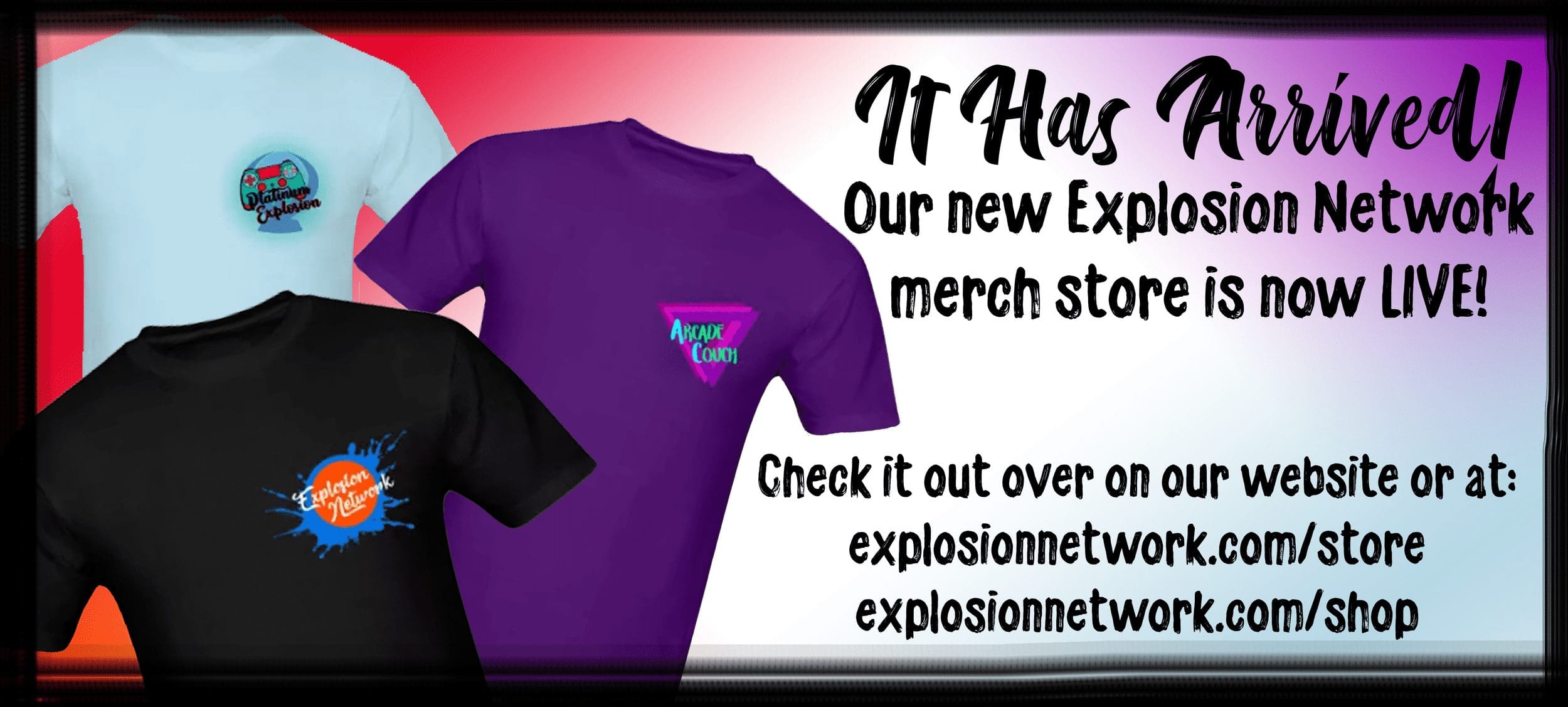 Explosion Network merch store banner