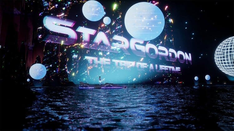 Side-scrolling performance scene from The Artful Escape