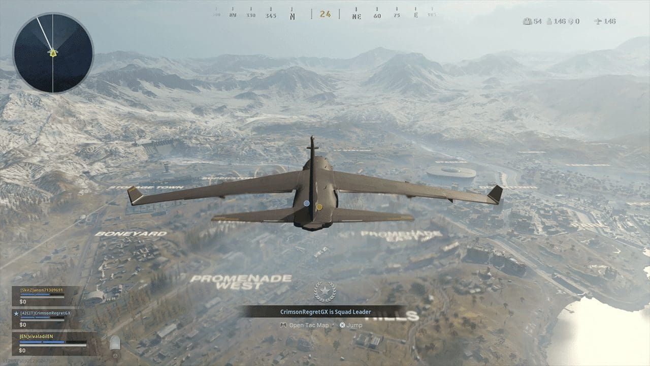 Warzone: squad dropping over Verdansk