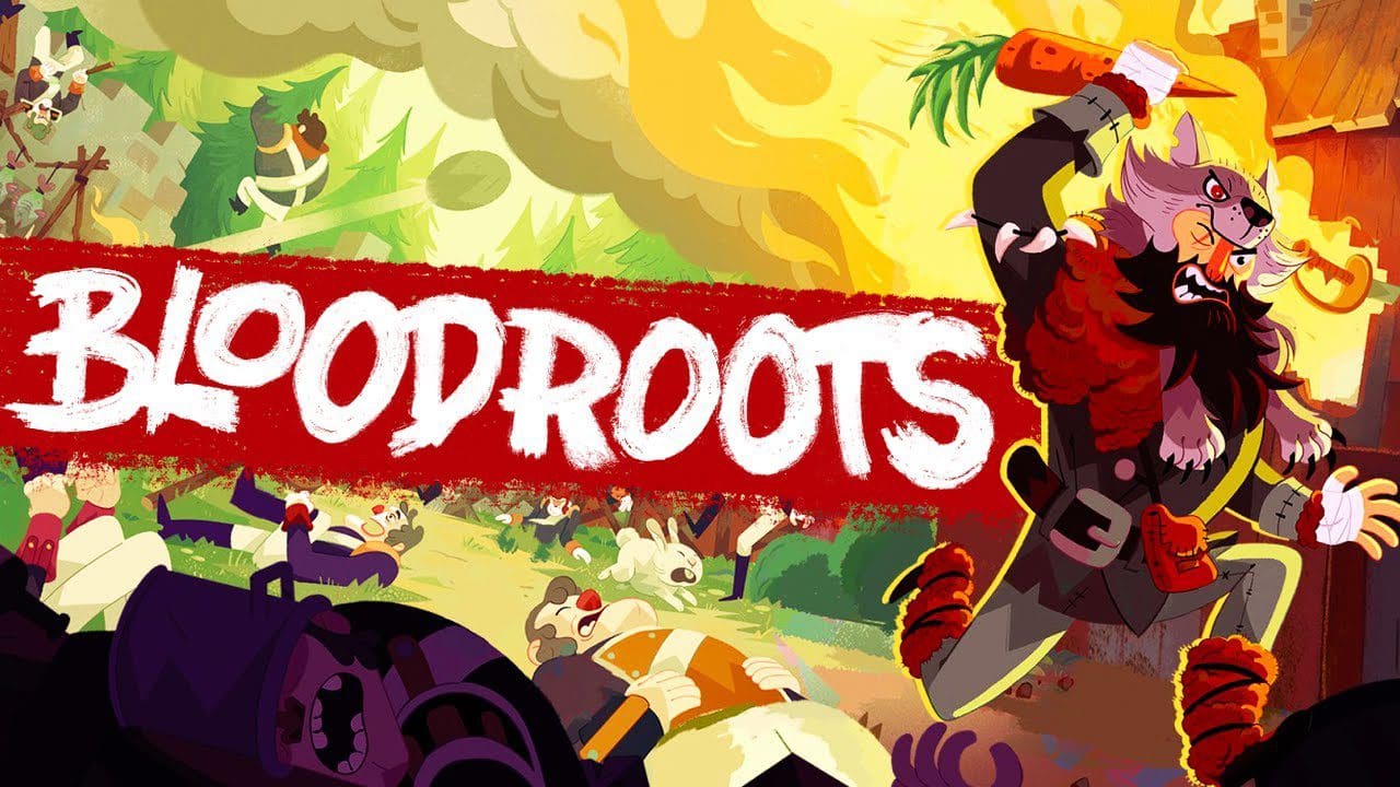 Bloodroots key art — Mr. Wolf rampaging through the Weird West