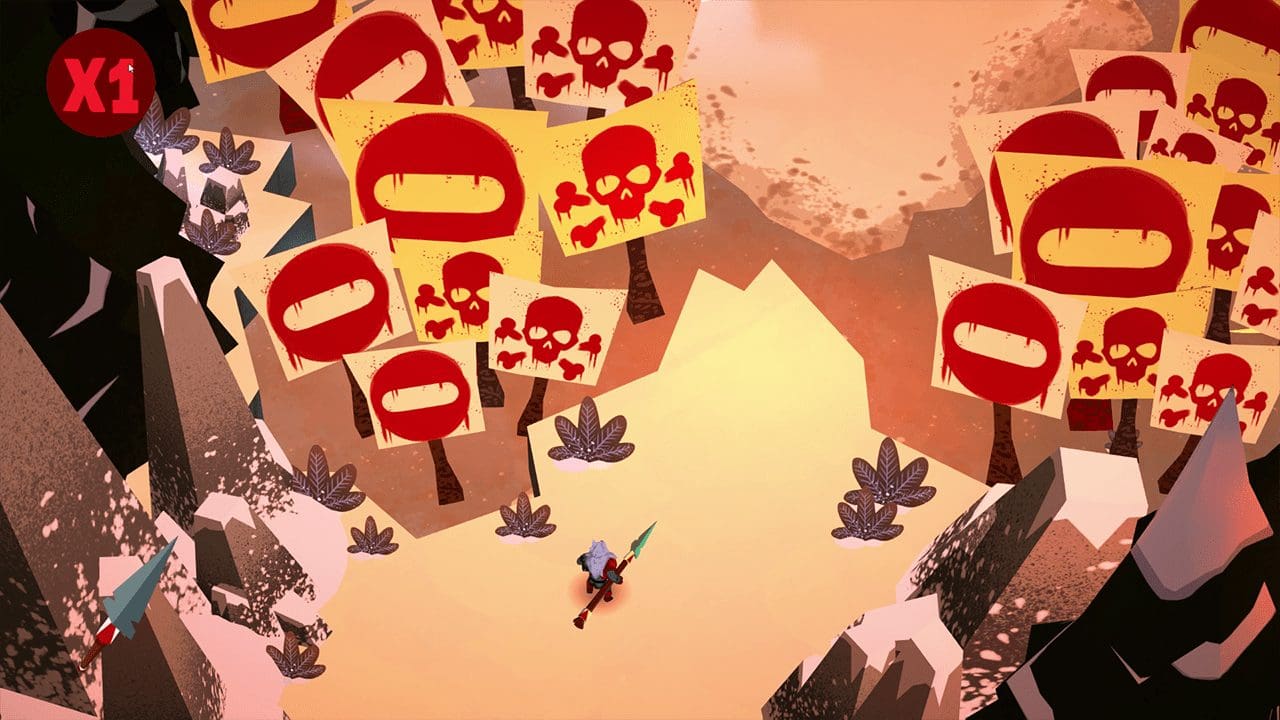 ‘Danger ahead’ — hazards and enemies funnel the player through a gauntlet