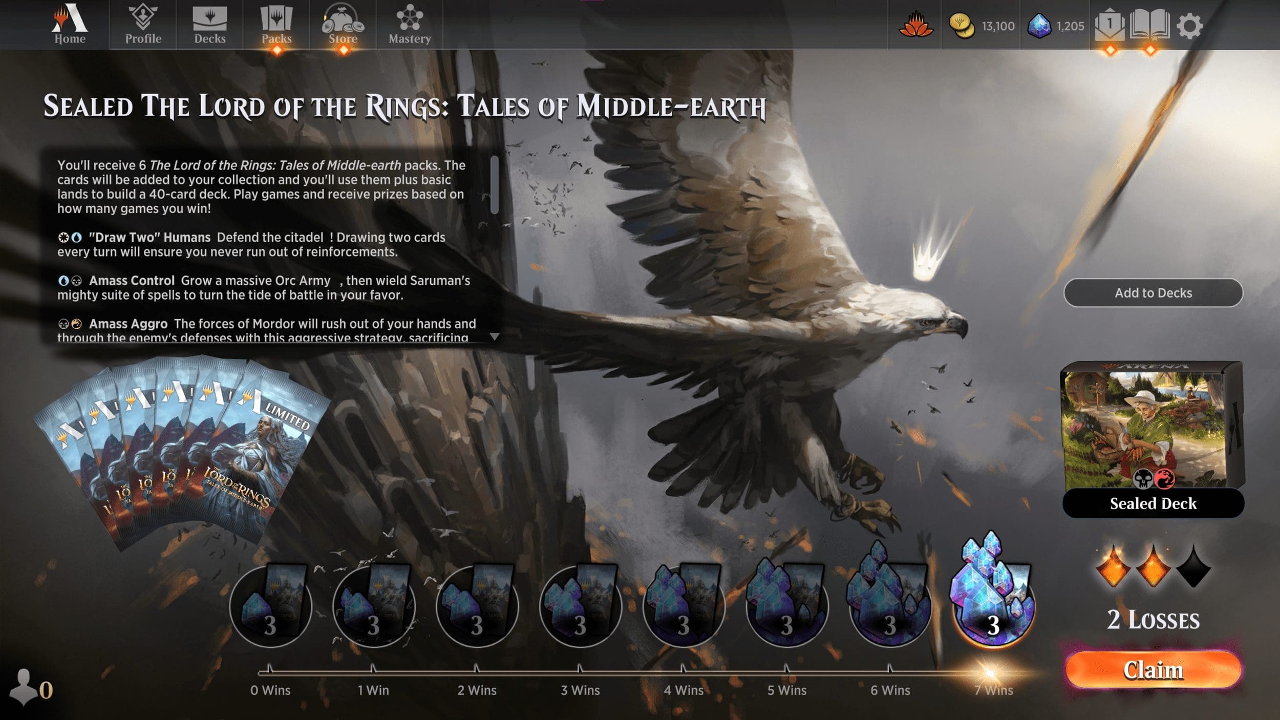 Victory screen in MTG Arena — LOTR