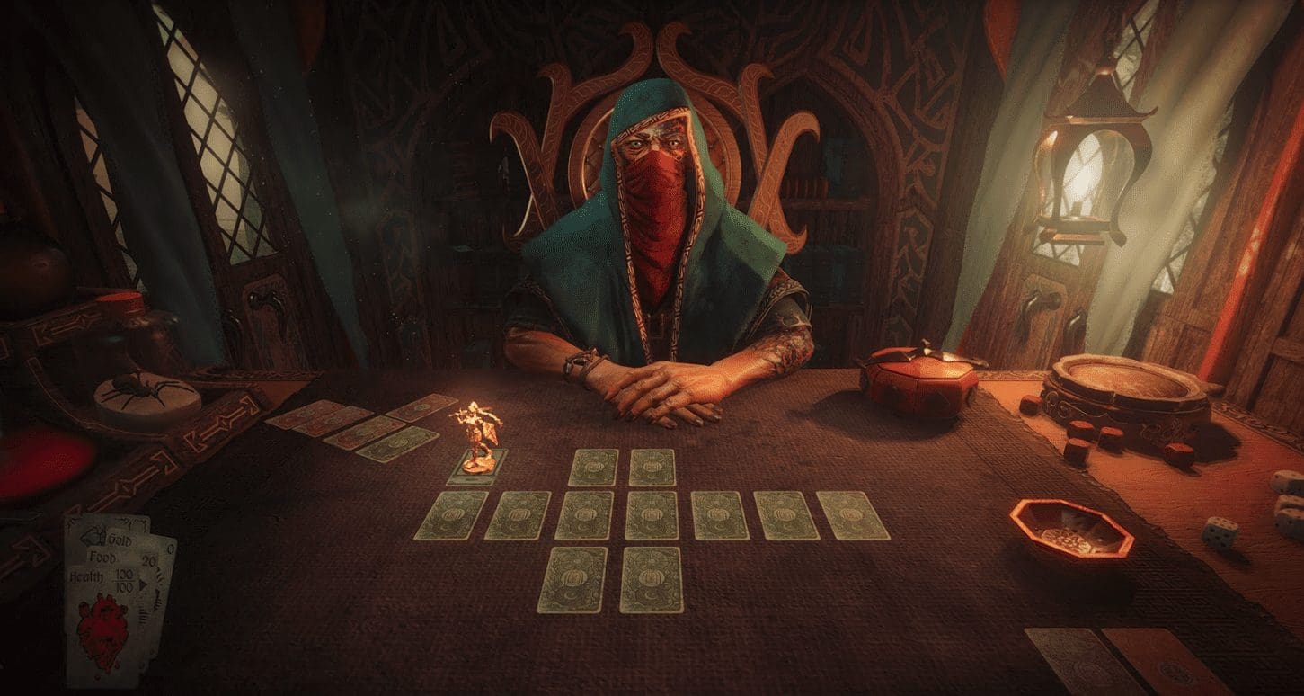 The Dealer’s table and face-down encounter cards