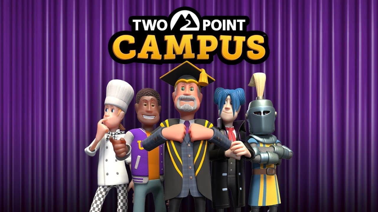 Two Point Campus — bustling university courtyard