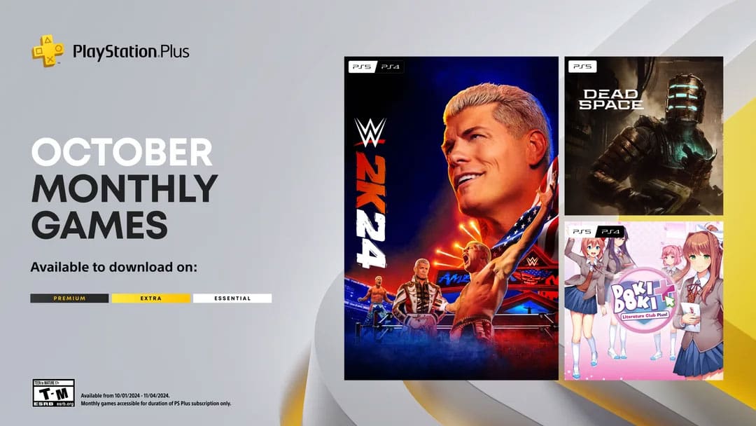 PlayStation Plus Monthly Games – October 2024: WWE 2K24, Dead Space, Doki Doki Literature Club Plus
