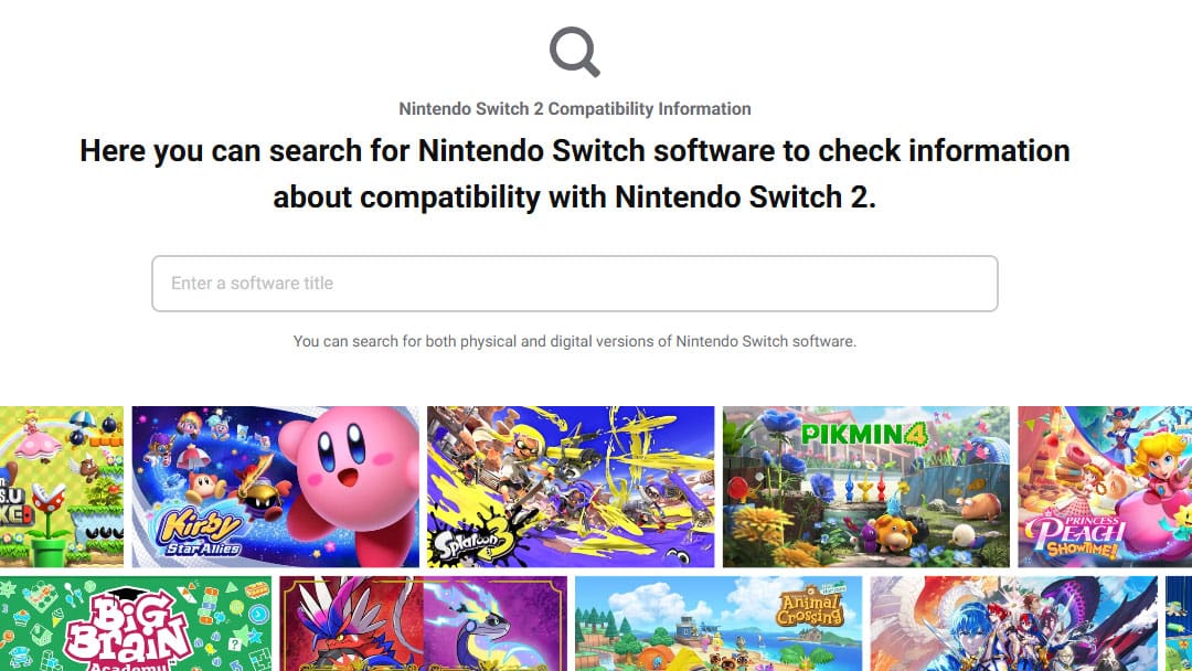 Nintendo Launches Website to Check Switch Game Compatibility With Switch 2